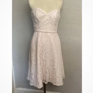 6-21 Disney Alfred Angelo Pink Lace Dress Strapless Bridal Bridesmaid NWT 2
